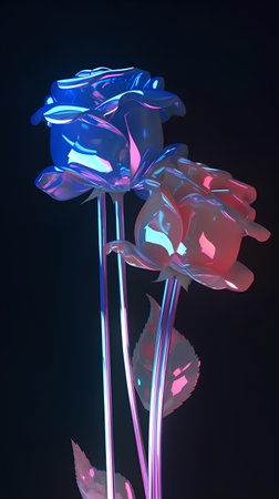 abstract flower on a dark background, 3d render of flowersの素材