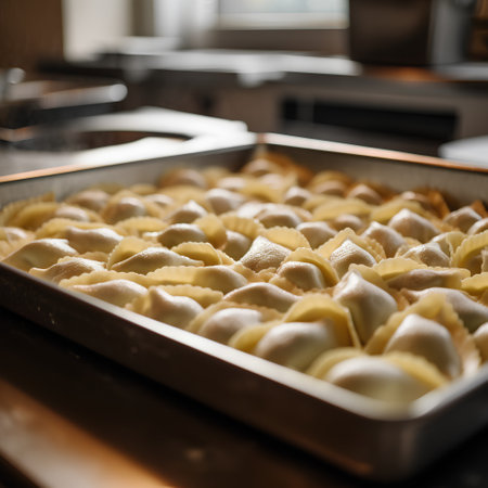 Homemade dumplings in the oven. Selective focus.の素材