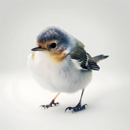 Portrait of a chaffinch isolated on a white background.の素材