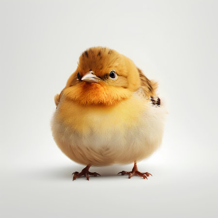 Cute little chick isolated on white background. 3D illustration.の素材