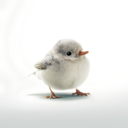 Little chick isolated on white background with copy space. Studio shot.の素材