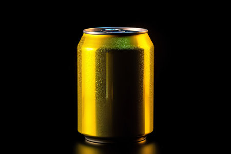 Aluminum beer can isolated on black background. 3d illustration.の素材