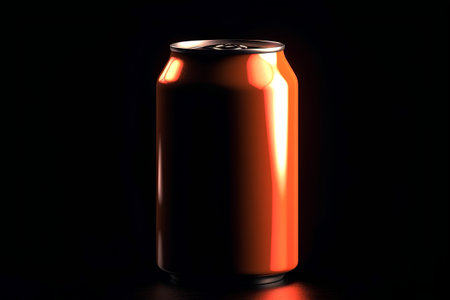 Aluminum soda can on black background. 3d render illustration.の素材