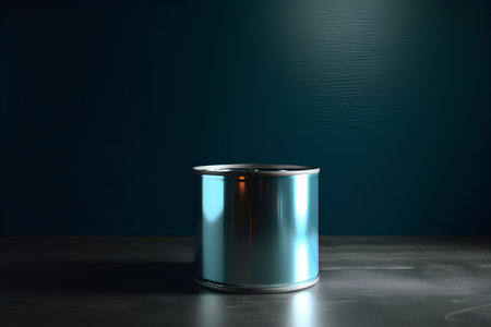 Empty tin can on a dark background. 3d rendering mock upの素材