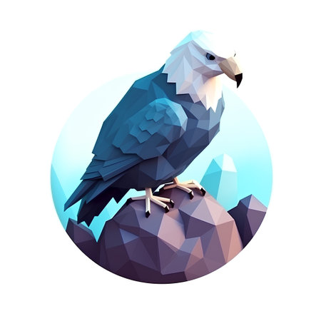 Eagle on a rock. Polygonal bird. Vector illustration.の素材