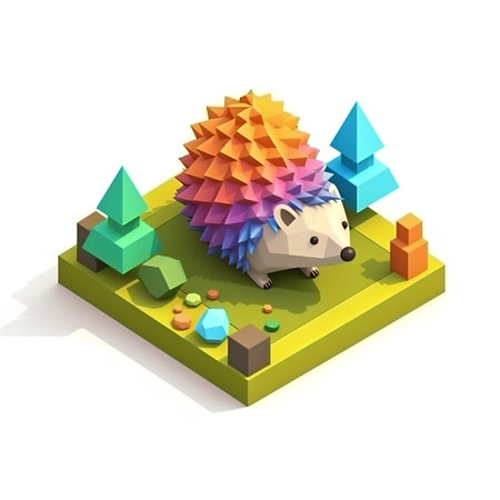 hedgehog in isometric style. 3d vector illustration.の素材