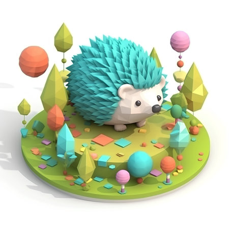 hedgehog in the forest on a white background. 3d renderingの素材