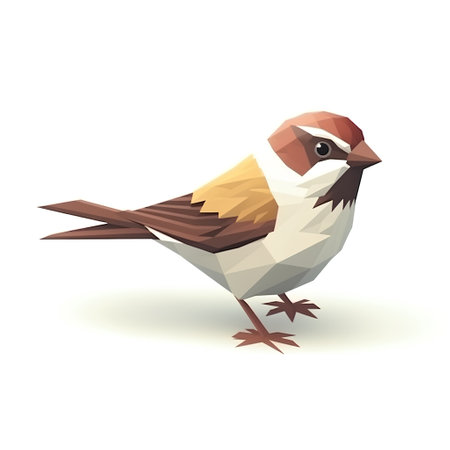 Sparrow in low poly style isolated on white background. Vector illustration.の素材