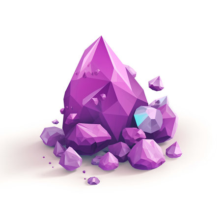 Purple crystal on a white background. 3D illustration. Vector.の素材