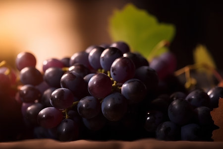 bunch of grapes on a dark background with a place for textの素材