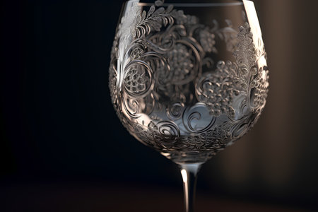 Wine glass on a dark background. 3d rendering, 3d illustration.の素材