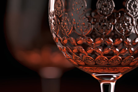 Wine glass on a dark background. Close-up. 3d renderingの素材