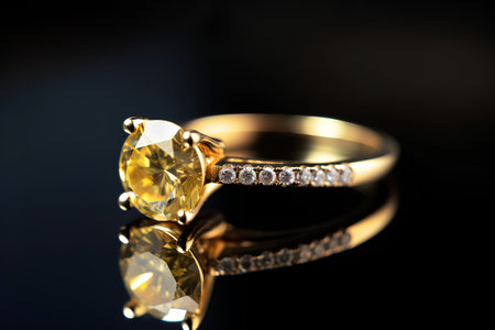 Jewelry ring on a black background. Jewelry background.の素材