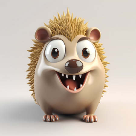 hedgehog with open mouth and sharp teeth. 3d renderingの素材