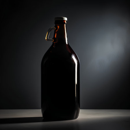 bottle of wine on a dark background, studio shot, close-upの素材