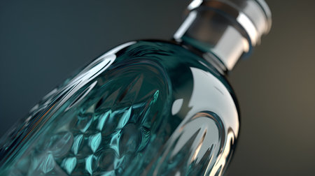 Glass bottle of vodka on a dark background. 3D rendering.の素材
