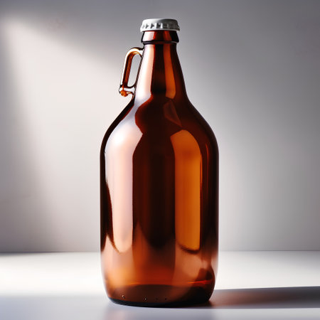 Empty beer bottle on a white background. 3d render illustration.の素材