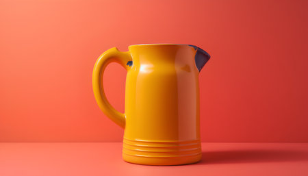 Orange jug on orange background. 3d illustration. Mock up.の素材