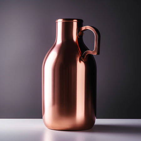 Vintage copper jug on a gray background. 3d rendering.の素材