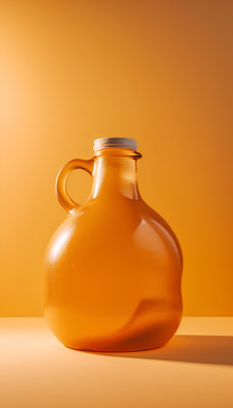 Empty glass bottle on orange background. 3d rendering. Mock upの素材