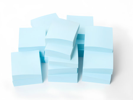 Blue sticky notes isolated on a white background. 3d rendering.の素材
