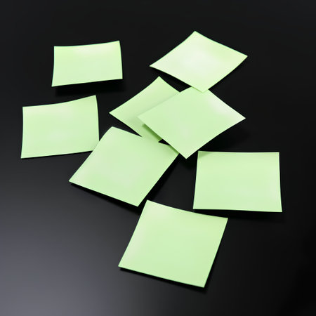 Blank Sticky Notes on a black background. 3d Renderingの素材