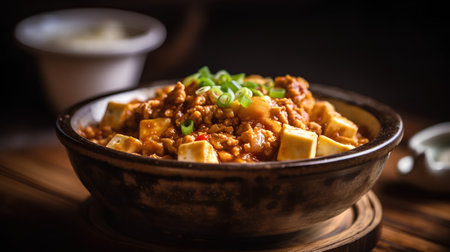Traditional chinese dish of chili con carne served in a bowlの素材