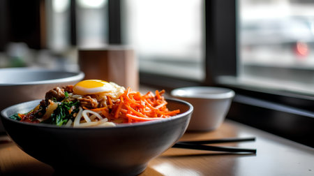 Bibimbap, japanese noodle in a bowlの素材