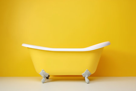 Bathtub on yellow background. Minimal style. 3d renderの素材