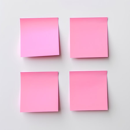 Set of pink sticky notes isolated on white background. 3d renderの素材