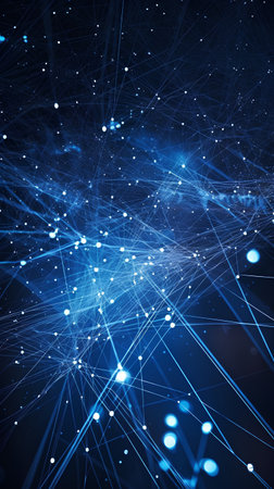 3D rendering of abstract digital technology concept. Network connection structure.の素材