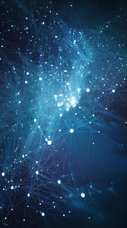 Abstract technology background. Network connection structure with dots and lines. 3D renderingの素材