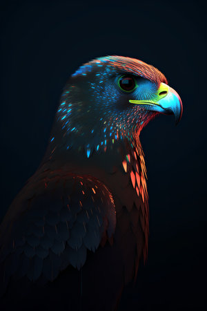 eagle head on a dark background. 3d rendering, 3d illustration.の素材