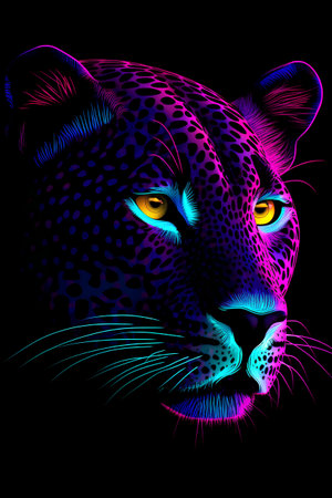 Leopard portrait on a black background. Vector illustration for your designの素材