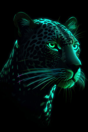 Leopard portrait on a black background. Vector illustration for your designの素材