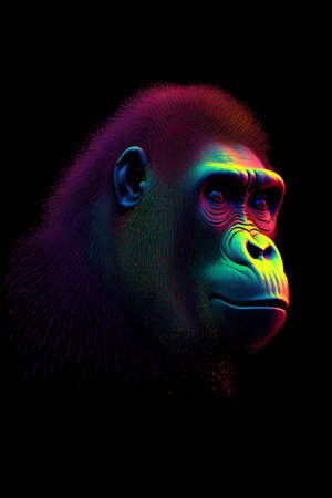 Gorilla isolated on black background. Vector illustration for your designの素材