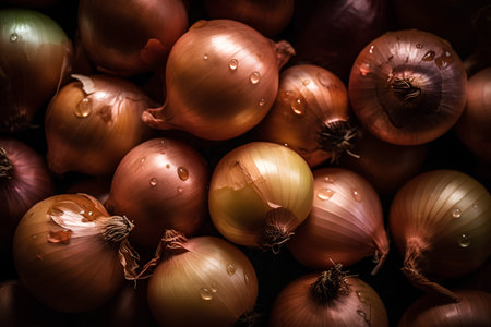 Close up of onion background. Selective focus. Toned.の素材