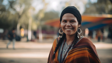 Portrait of a smiling african woman wearing traditional clothes at the marketの素材