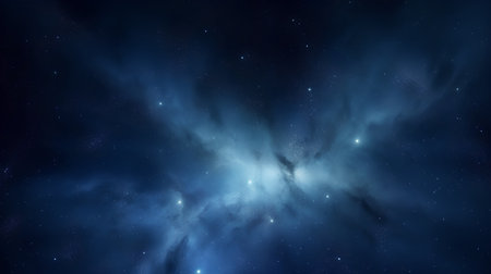 Blue starry night sky with stars and nebula as a backgroundの素材