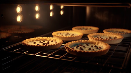 Cooking tartlets in oven at home. Selective focus.の素材
