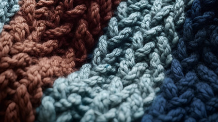 Knitted wool texture closeup. Colorful knitted background.の素材