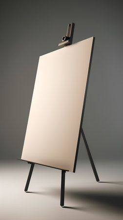 Blank easel with blank canvas on gray background. 3d renderの素材