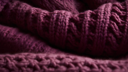 Pink knitted fabric close-up macro background. Soft focus.の素材
