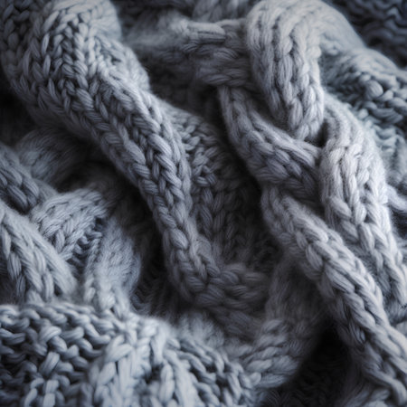Warm knitted sweater as a background, closeup of photoの素材