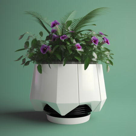 3d render of a flower pot isolated on a green background.の素材