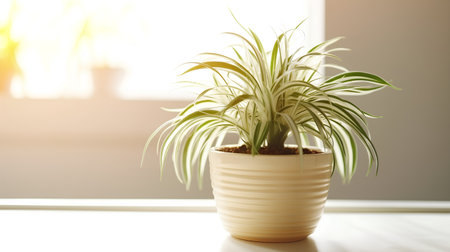 Indoor plant in a pot on the windowsill, tonedの素材