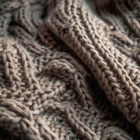 Warm knitted fabric as a background. Close-up.の素材