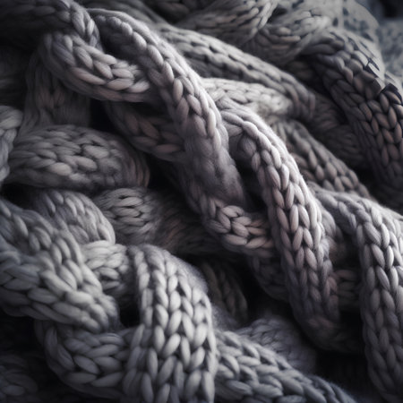 Wool scarf. Close-up. Shallow depth of field. Toned.の素材