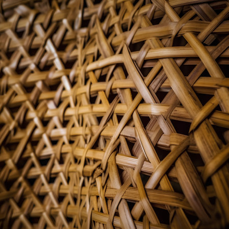 Wicker basket made of natural materials. Abstract background and texture for design.の素材