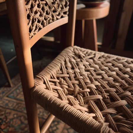 Rattan chair in a cafe. Shallow depth of fieldの素材